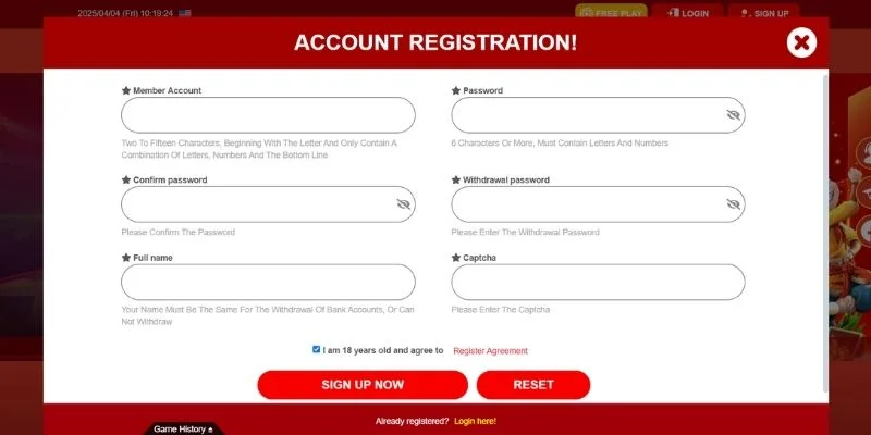 instructions for registering Jilivs specifically and quickly